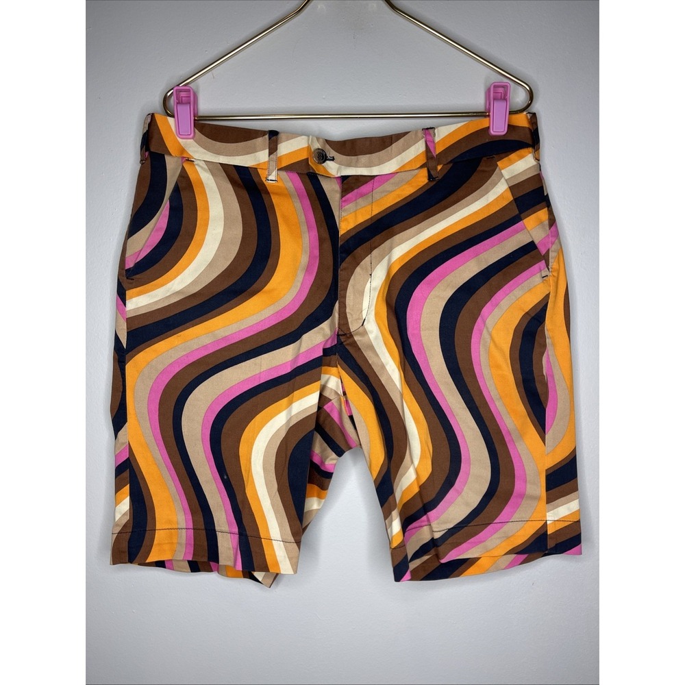 Loudmouth Golf Shorts Mens 36 Multicolor Swirl Groovy Psychedelic Retro Stretch
